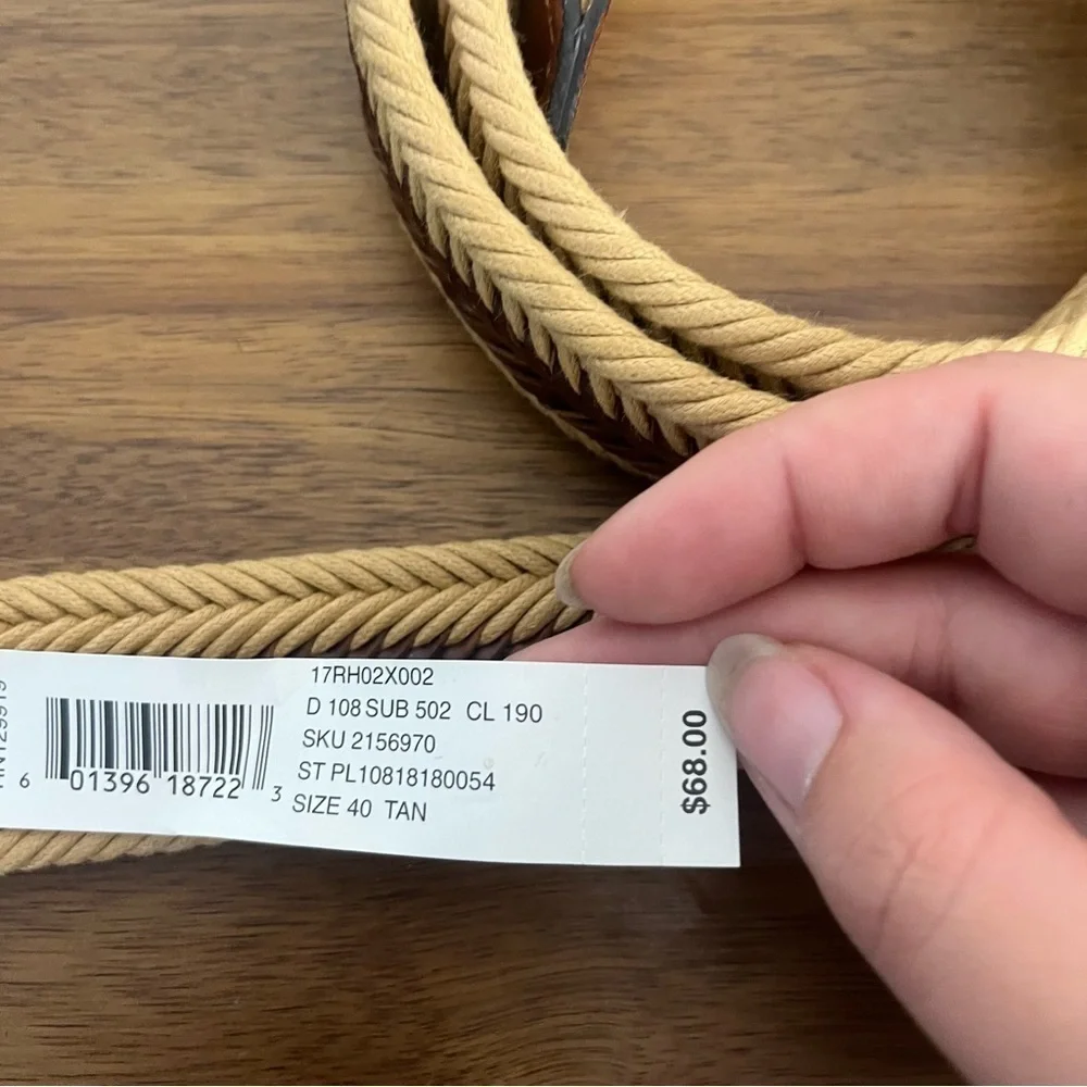 Men’s NWT Rochester Weaved Belt Size 40/100 Leather Trimmed
